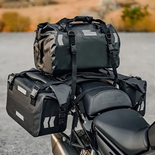 Alforjas para motocicleta para NIU MQi GT100 producción actual, alforjas dobles de lado, gran capacidad, equipaje para motocicleta negra miniatura 2