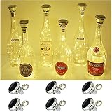 Cynzia Solar Wine Bottle Lights, 6 Pack 20LED Solar Powered Diamond Cork Lights, Waterproof Outdoor Fairy String Light for Garden, Patio, Party, Wedding, Holiday Decor (Warm White)