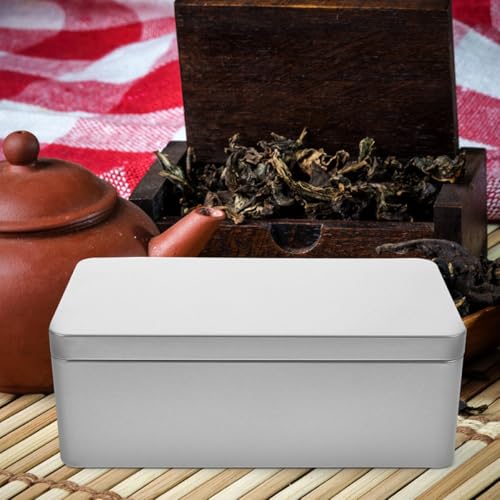 Boîtes à thé rectangulaires et rangement de thé blanc argenté GALPADA - 6