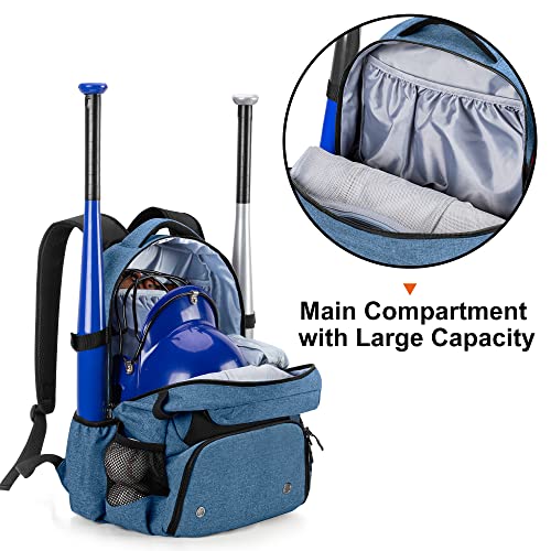 Dsleaf Baseball Backpack With Separate Shoe Space, Softball Bat Bag Holds Up To 4 Bats, Hence Hook And Multi Pockets For Essentials #TOP1