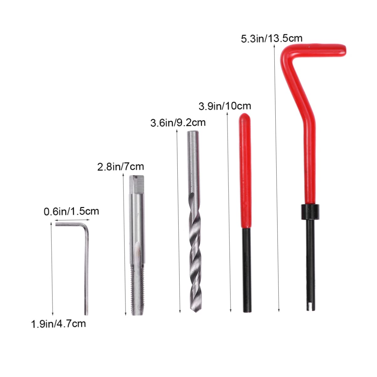 STOBAZA 30 Pcs Thread Repair Tool Repair Kit Threaded Repairing Rethreading Insert Metric Kits Helical Coil Repair Tool Kit Car Thread Repair Red