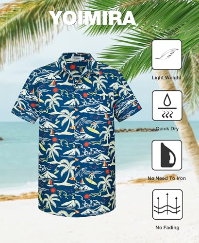 Image of Yoimira Hawaiian Shirts for Men, Print Mens Casual Short Sleeve Button Down Shirts Floral Aloha Beach Shirt