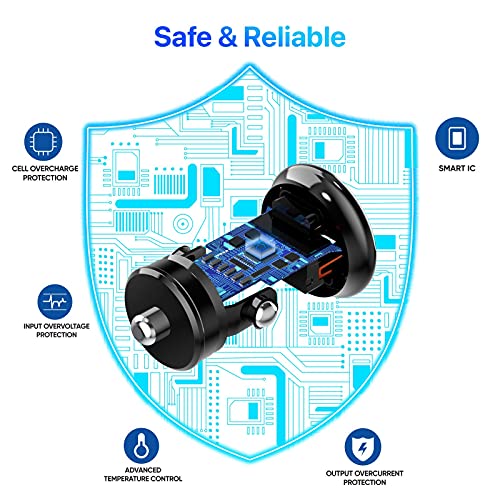 Image of DR VAKU USB C Car Charger, 38W Dual Port Fast USB Car Charger with Power Delivery & Quick Charger 3.0 Compatible with iPhone12 / 12 Pro /Max / 12 Mini /iPad Pro 2020,MacBook - Black