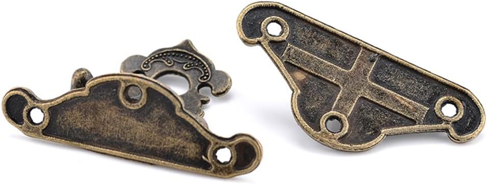 2Pcs Antique Bronze Jewelry Wooden Box Hasp Latch + 4Pcs Vintage Cabinet Hinges Mini