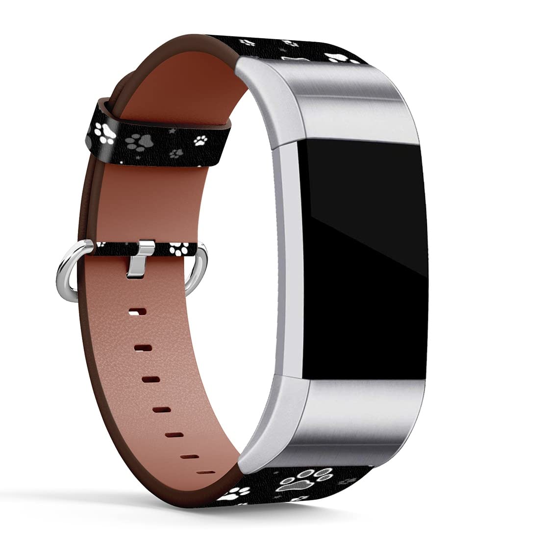 Mingdao Compatible with Fitbit Charge 4 / Charge 3 / Charge 3 SE Patterned Leather Replacement Band, (Dog Paws Pattern)
