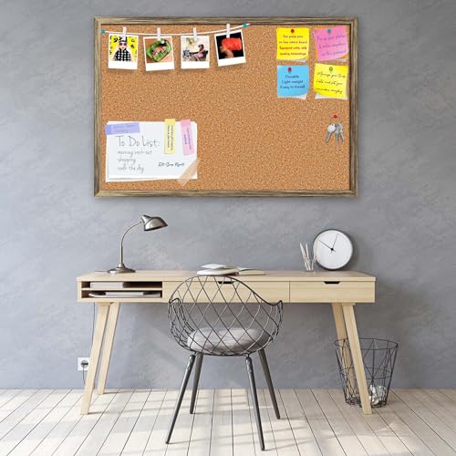 Image of ArtzFolio Cork Board | Bulletin Board Notice Pin Board | Vision Soft Board Combo with Thumb Push Pins & Sticky Notes | Antique Golden Frame | 18 x 12 inch (46 x 30 cms)