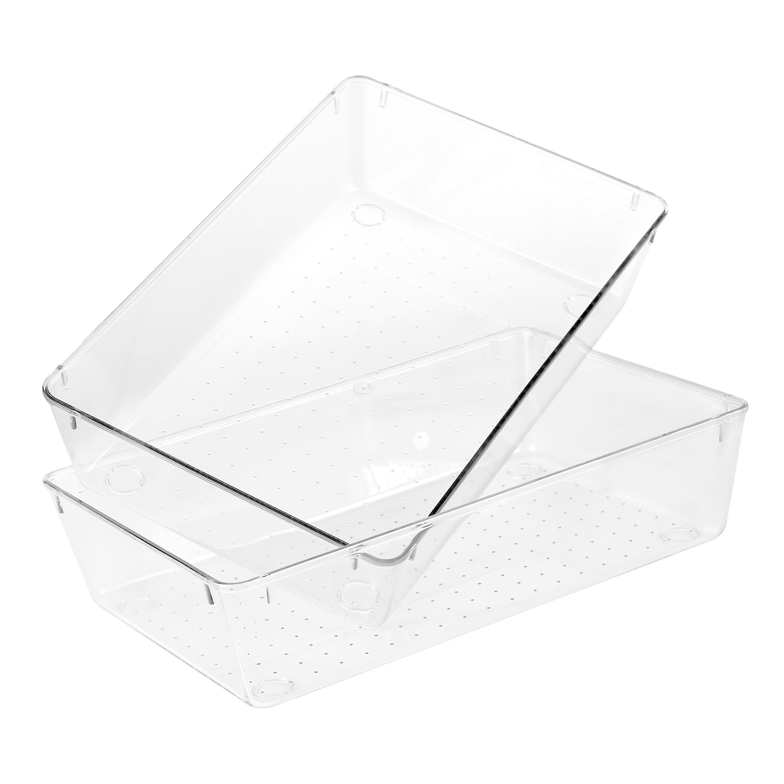 8 organizer trasparenti per cassetti, impilabili, per frigorifero, trucchi, per camera da letto, bagno, ufficio, cucina