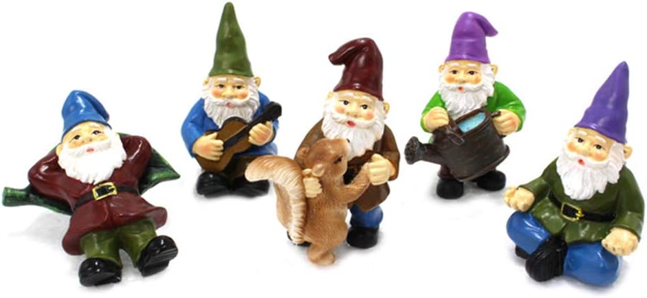 XILETU Miniature Gnome Figurines with Stable Stakes, 5 Different Gnome Garden Ornaments & Patio Decor Party Supplies Yard Stakes Decorative for Outdoor Christmas : Patio, Lawn & Garden