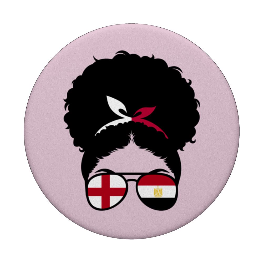 England and Egypt Mix Afro Hair Half English half Egyptian PopSockets Swappable PopGrip, Black - Image 3