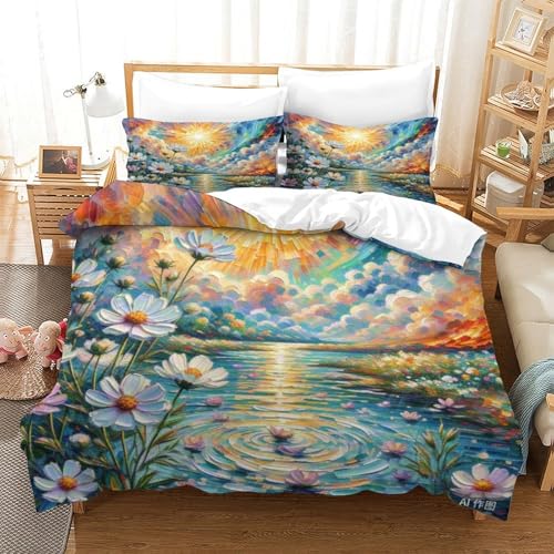 Housse de couette cosmos bipinnat 3D microfibre douce 200x200