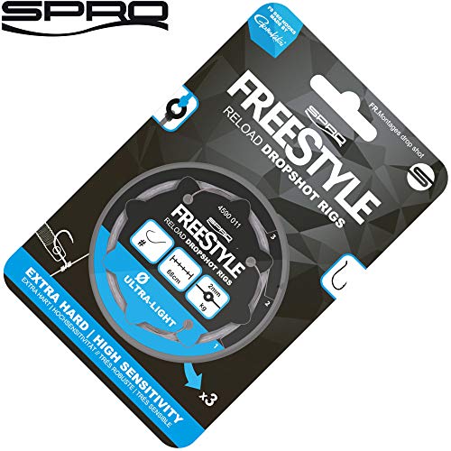 Spro Freestyle Reload Dropshot Rigs - 3 fertige Dropshotvorfächer, Hakengröße/Schnurdurchmesser:Gr. 4 / 0.28mm