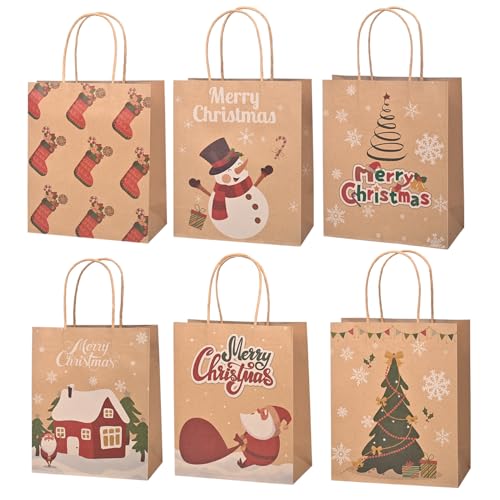 Brothersbox 24Pcs Christmas Gift Bags 6 Designs,