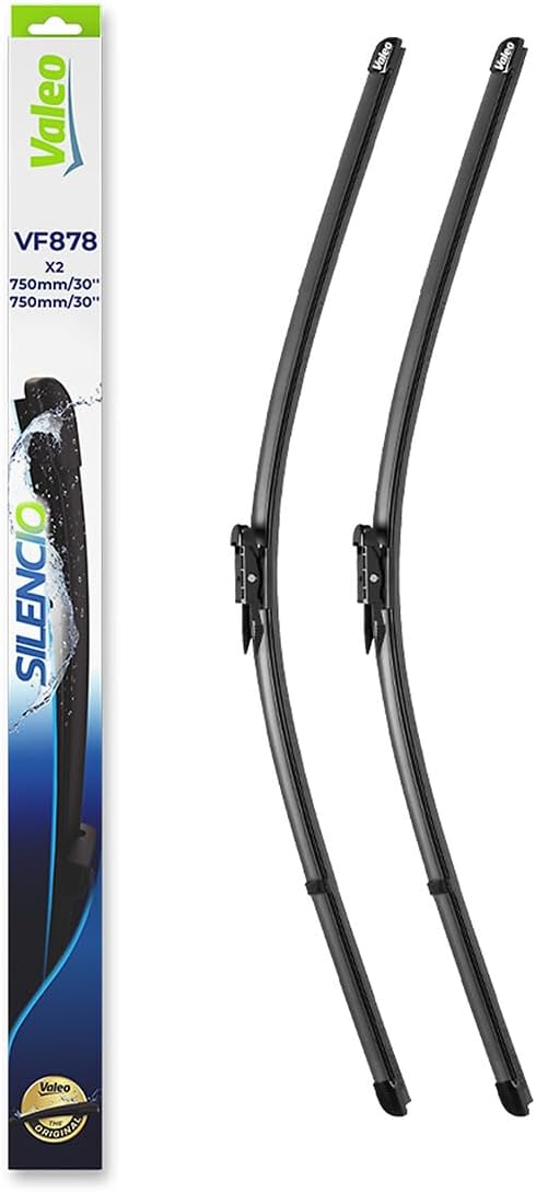 Valeo Silencio VF878 Original High Performance Flat Wiper Blade Kit, Superior Road Visibility, Easy Installation 750 mm/750 mm, Pack of 2