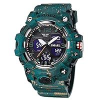 SMAEL Heren Horloges Sport Outdoor Waterdichte Militaire Horloge Datum Multifunctionele Tactiek LED Gezicht Alarm Stopwatch Voor Mannen 8049, ORANJE, Digitaal