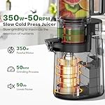 Cold Press Juicer, Masticating Juicer with 5.4" Wide Feed Chute, 350w Slow Juicer Machines Fit Whole Vegetables and Fruits with High Juice Yield, Easy to Clean (Black) - Image 3