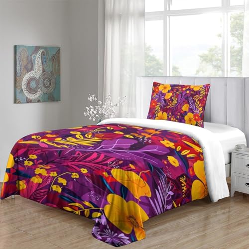 Parure de 3Pcs microfibre 135x200cm imprimée 3D avec housse de couette zippée single