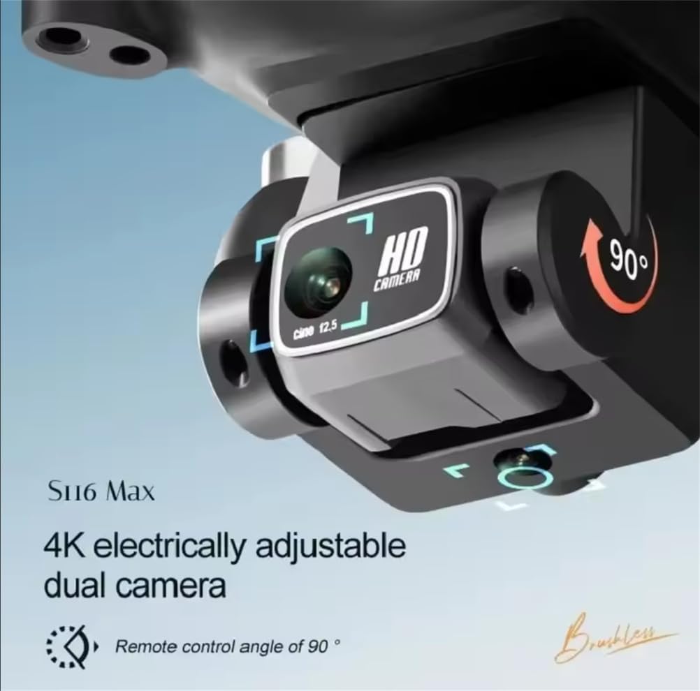 UAV Drone with Camera MAX Drone Professional 8K Dual Camera Optical Flow Brushless 360° Obstacle Avoidance WIFI FPV,Black