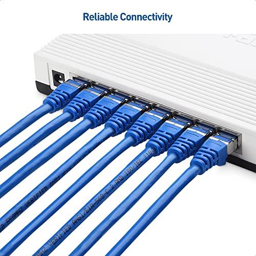 Cable Matters 10Gbps 5-Pack Snagless Short Shielded Cat6A Ethernet Cable 3 Ft (Sstp, Sftp Shielded Ethernet Cable, Shielded Cat6 Cable, Cat 6 Shielded Network Cable) In Blue #TOP6