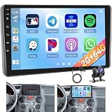 Hikity 2+64G Android Autoradio per FIAT Panda 2003-2012 Senza Fili Carplay Android Auto, 9 Pollici Android Stereo Radio Bluetooth con GPS WIFI Mirror Link FM/RDS SWC Telecamera Posteriore