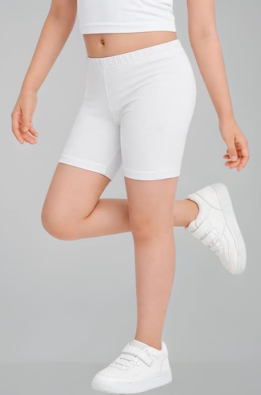 Cotton Cycling Shorts for Girls | Soft Stretchable Regular Fit | Breathable Skin-Friendly Fabric |Sports & Casual Use (Pack of 1)