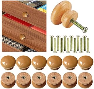 SmartMaster Drawer Knobs, 12 Pcs Wooden Door Knobs Cupboard Knobs Wooden Round Cupboard Handles for Cabinet, Wardrobe, Furniture, Kitchen