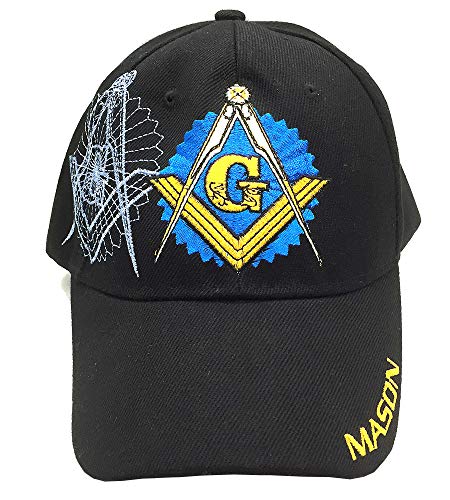 Image of AborenCo Freemason Mason Lodge Symbol Adjustable 3D Embroidery Baseball Cap Hat