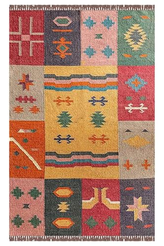 CASAVANI Boho Area Kilim 6x9 Multicolor Hand Woven Kilim Rug