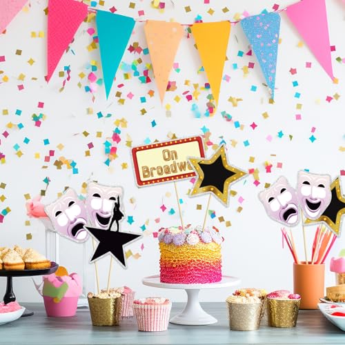 Image of Movie Night Party Centerpiece Sticks,On Broadway Table Centerpiece Sticks,Hollywood Centerpieces Glamorous Movie Theme Party Decoration Supplies.Set of 16