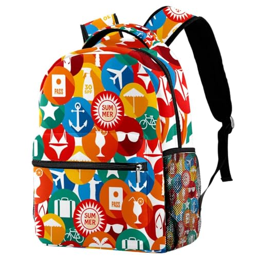 Sac à dos d'école motifs d'été colorés cadeau pour ados