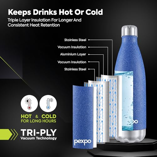 Image of Go24 pexpo Electro Hot & Cold ISI Certified with Jute Bag | 2 Year Warranty | Stainless Steel Water Bottle - 1500ml Blue | Office Bottle | Workout | Travelling | Home