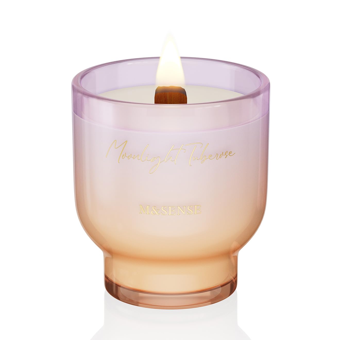 M&SENSE Scented Candle with Crackling Wick, Moonlight Tuberose 270g, 60 Hours Long Burning Time,Perfect Christmas Gifts for Women