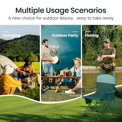 2 Pack Folding Camping Chairs Outdoor Lawn Chair Support 250lbs Green - image 9
