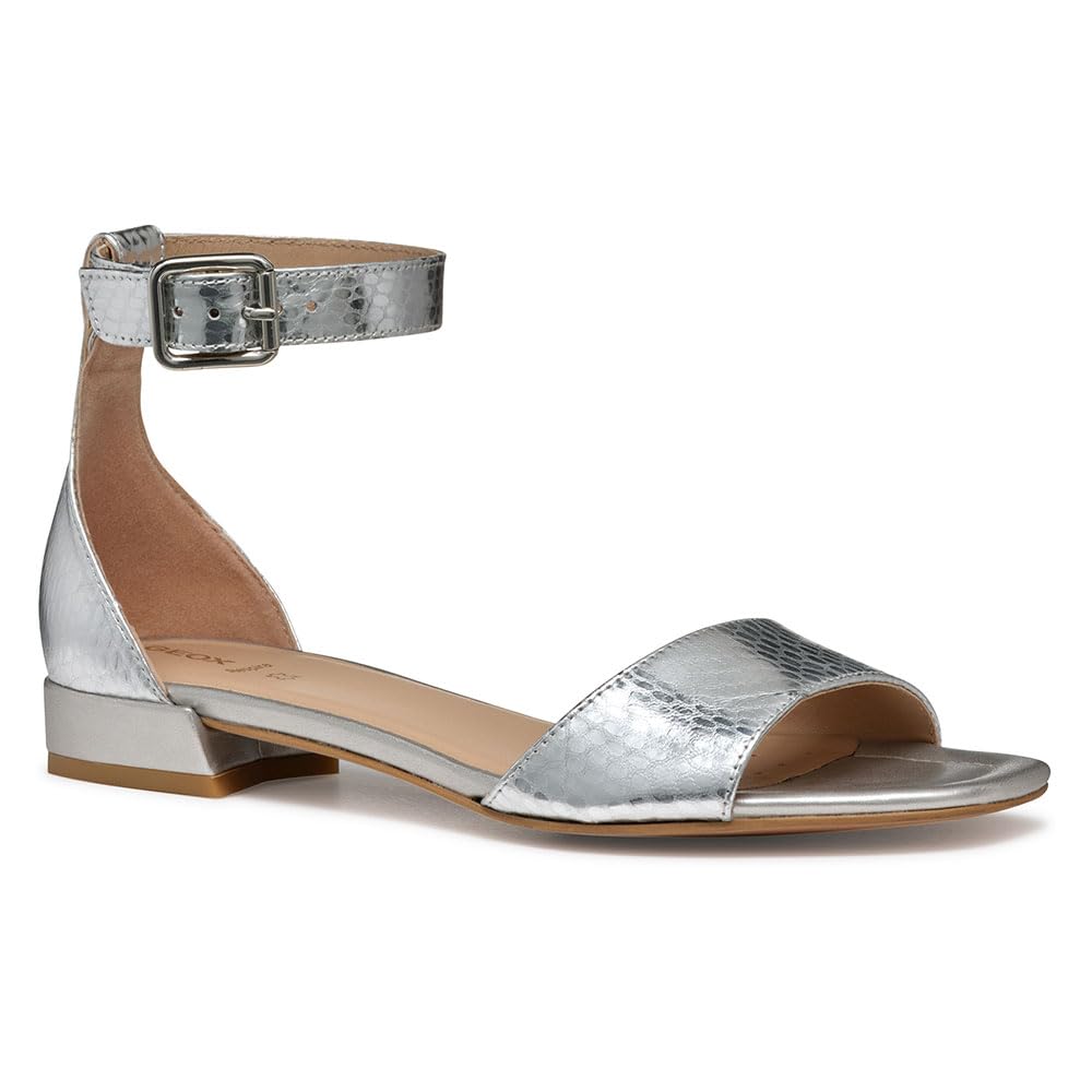 Geox D New ERAKLIA 15 B, Women’s Slide Sandal, Silver,