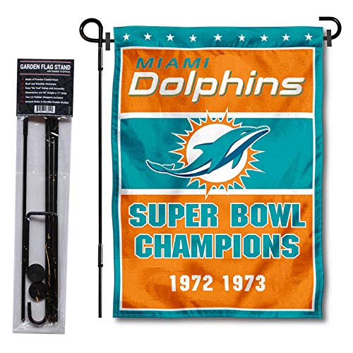 Drapeau de jardin Miami Dolphins et son support métallique pour extérieur