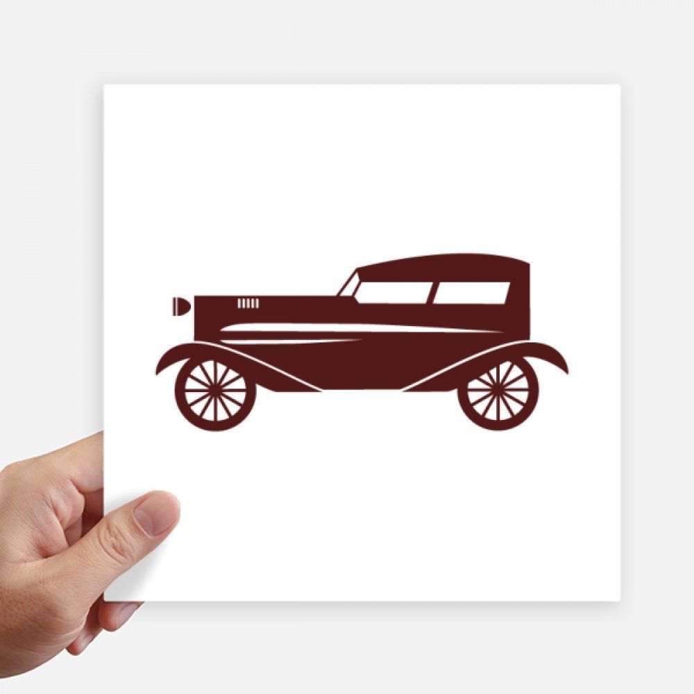 Pegatinas cuadradas de coches clásicos brown geométrico 20 cm para pared y maleta pack de 4