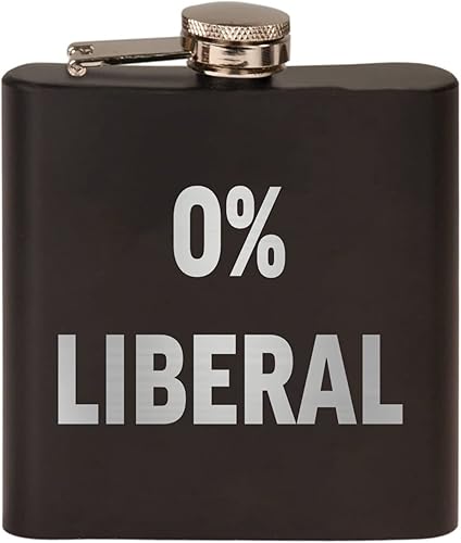 Divertido frasco de acero inoxidable con broma liberal 0 % de broma liberal, color negro mate de alta calidad, es un gran regalo para él, papá,