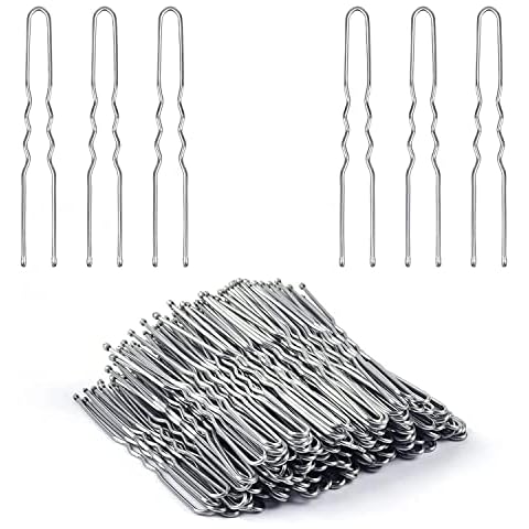 U Shaped Hair Pins, MORGLES 80Pcs Hair Bun Pins Hair Clips Grips for Women with Box(Silver 6cm/2.4 inch) Cover