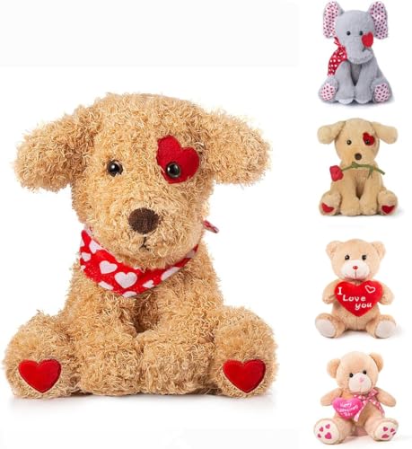 Oukiwi Valentine's Stuffed Animal, 11 Inch Dog, Ideal for Gifts for Friend (Puppy - one Pack)