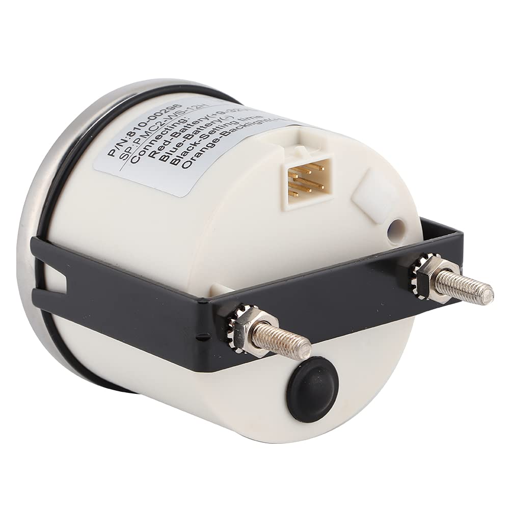 Montre Automatique de Jauge D'horloge Universelle de 2 Pouces Indicateurs de Tableau de Bord 0-12 Heures Affichage Rétro-Éclairage Rouge 12V/24V pour Voiture Bateau Yacht(Cadre argenté sur blanc)