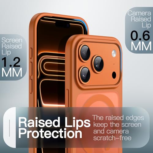 Image of JETech Magnetic Case for iPhone 17 Pro Max 6.9-Inch Compatible with MagSafe, Translucent Matte Back Slim Minimalist Shockproof Phone Cover (Orange)