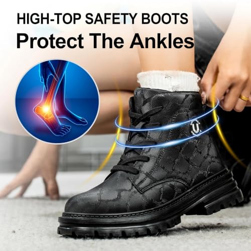 Image of Hogent Steel Toe Boots for Women Men - Lightweight Breathable Work Boots