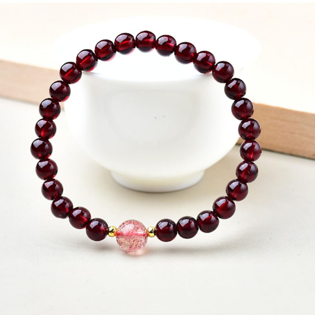 Pulsera de Cristales de Granate de rodolita Real Natural, Cristal para Mujer, Cuentas de 4/0.236 in, Piedra Natural semipreciosa, joyería elástica, Chakras, Piedras Preciosas,4mm