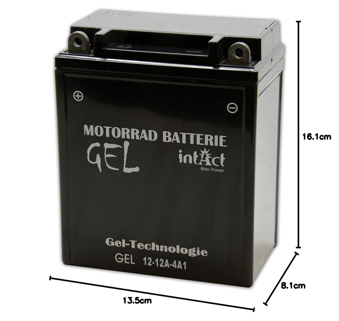 intAct - GEL MOTORRADBATTERIE Bike-Power GEL12-12A-4A1. Ersetzt 12N12A-4A-1. Motorradbatterie 12Ah 210A. Maße: 135x81x161mm. Mit bis zu 30% mehr Startleistung.