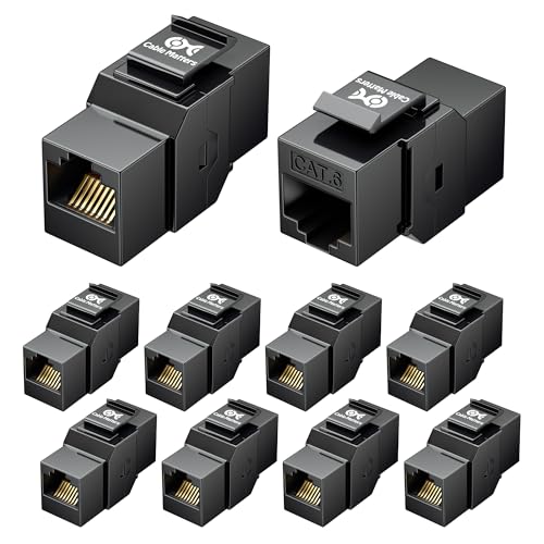 Cable Matters [UL Listed] 10-Pack Cat6 Keystone Coupler in Black - 10Gbps RJ45 Female to Female Ethernet Keystone Jack Coupler for Wall Plate or Patch Panel