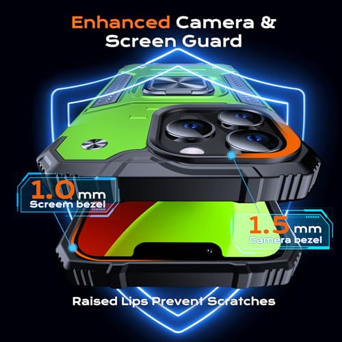Image of Anqrp Heavy Duty Case for iPhone 13 Pro Case with Enhanced Ring Holder Grip Stand, Military Grade Shockproof Rugged Drop Protective Silicone Hard Slim iPhone 13 Pro Phone Case Cover,Spring Grass