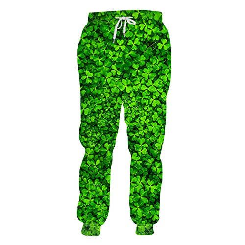 Jogging homme motif 3D feuilles vertes pantalon large taille 31-35