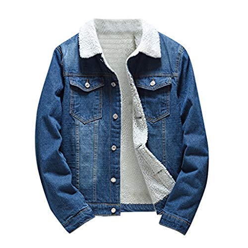 Men's Winter Casual Long Sleeve Fleece Lapel Denim Jacket Coat Trucker Jacket Cowboy Coat Jacket Outerwear