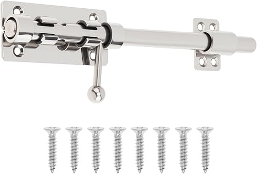 Miniatura 16 de Pestillo de puerta de perno deslizante, cerrojo de acero inoxidable 304 de 6.3 pulgadas con orificio de candado de 0.394 pulgadas, cerrojo de 0.55