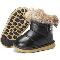 Gaatpot Boots for Girl Boy Snow Shoes Winter Boots Warm Lined Waterproof Baby Boots Black 21-30, Black N, 25 EU