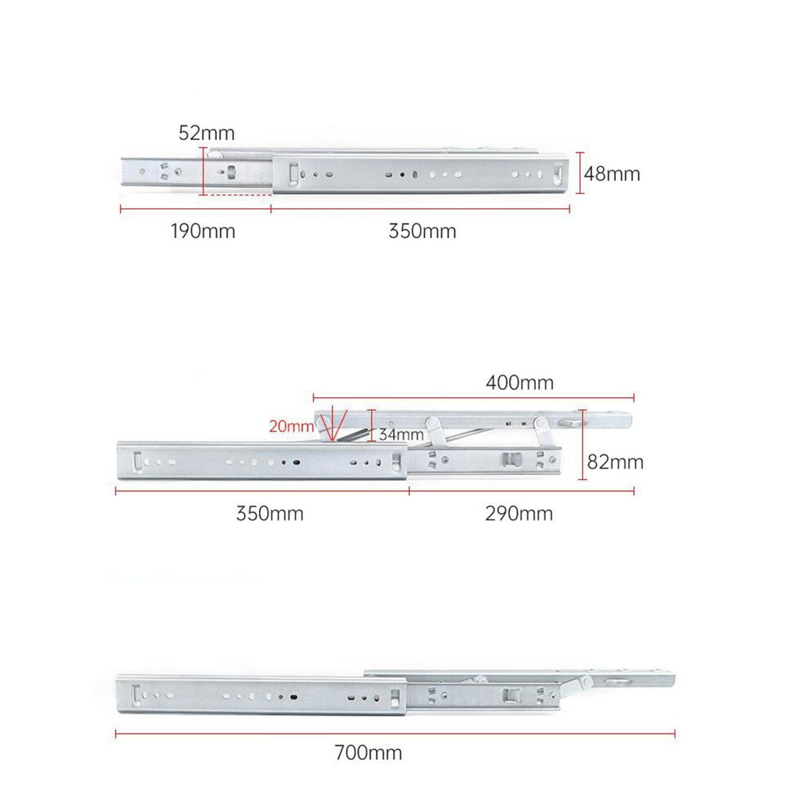 Glissière de Table à Manger Robuste, Charnières de Table Basse Pliables, Pliable et Extensible, Quincaillerie pour Meubles, Charnière de Table Relevable, Rail de Levage de Table pour Table Basse